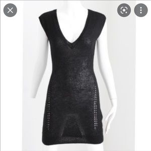 AX ARMANI EXCHANGE Sleeveless Thin Knit Mini Sweater Dress Black Size S
